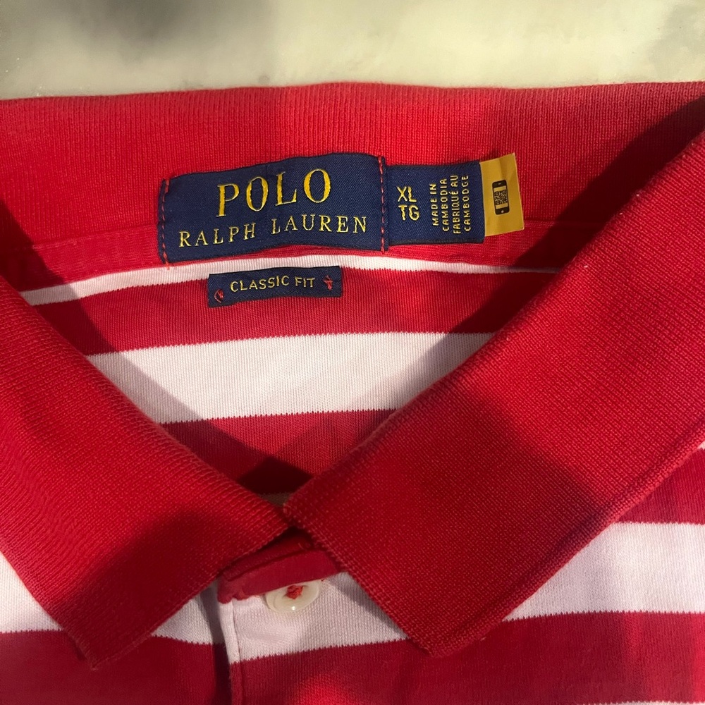Polo by Ralph Lauren Red and White Striped Shirt
